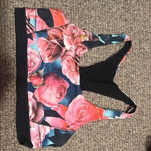 Lululemon Floral Sports Bra with Pink Roses